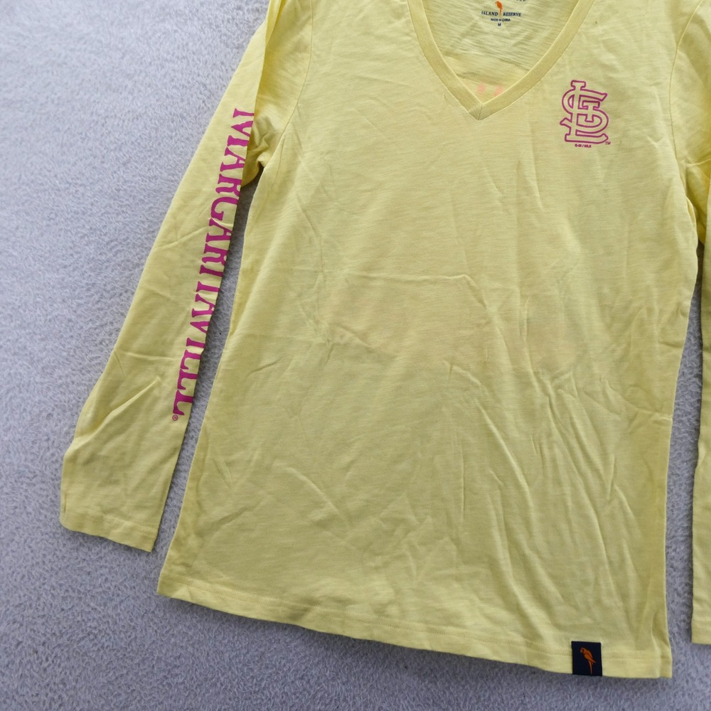Margaritaville Shirt Womens Medium St Louis Cardinals Yellow Long Sleeve Vintage - Picture 3 of 10